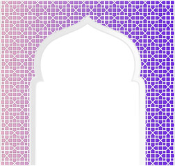Purple and Gold Islamic Arch Frame Illustration