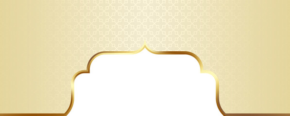 Beige  and Gold Islamic Arch Frame Illustration