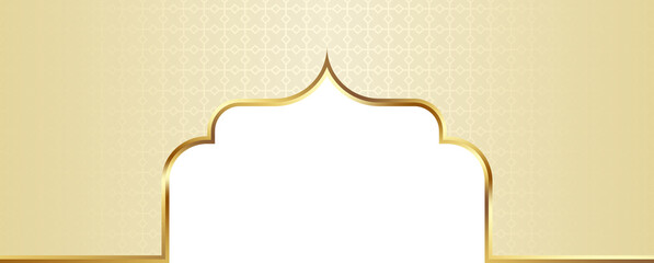 Beige  and Gold Islamic Arch Frame Illustration