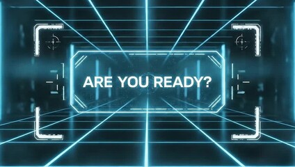 Futuristic Digital Interface with Are You Ready Text in a Cybernetic Tunnel. - Powered by Adobe
