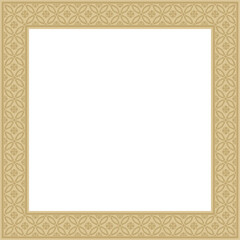 Vector golden Chinese rectangle, frame. Square ornaments of oriental peoples, korea, taiwan, china, hong kong, indonesia