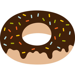 Chocolate Frosted Doughnut With Colorful Sprinkles On A Transparent Background