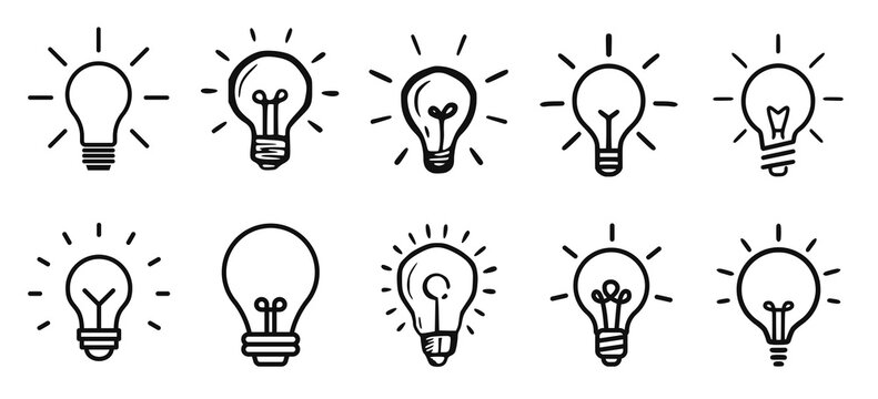 Lightbulb icons set for idea and innovation symbols
