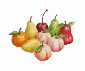Mixed fruit dessert, Thai dessert isolated watercolor vector illustration svg