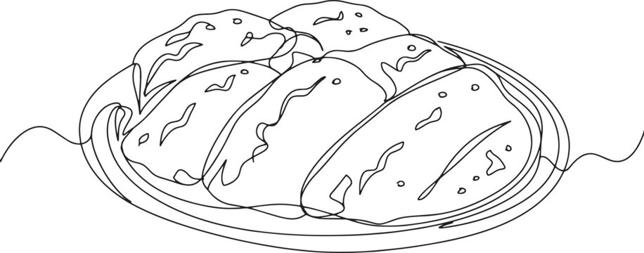 Linear Illustration of Kisra Flatbread Depicting Sudanese Culina