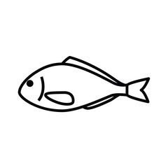 Line art illustration of a fish depicted with smooth curves and sharp angles showcasing its fins eye and tail