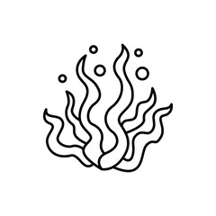 Line art shows wavy fronds with rounded shapes resembling aquatic plants with bubbles