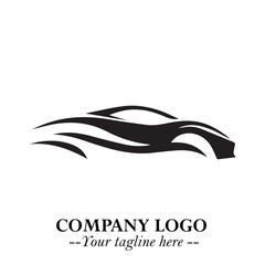 Car Running Fast Logo Symbol in Black on the White Background with Dynamic Speed Design