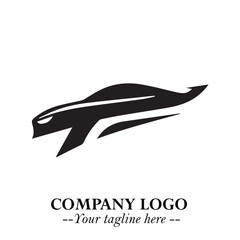 Car Running Fast Logo Symbol in Black on the White Background with Dynamic Speed Design
