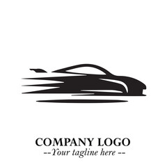 Car Running Fast Logo Symbol in Black on the White Background with Dynamic Speed Design