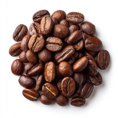 Obraz premium Close-up shot of roasted coffee beans, showcasing their rich color and texture