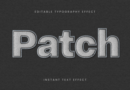 Black And White Stitch Embroidery Text Effect Sewing Fabric Font