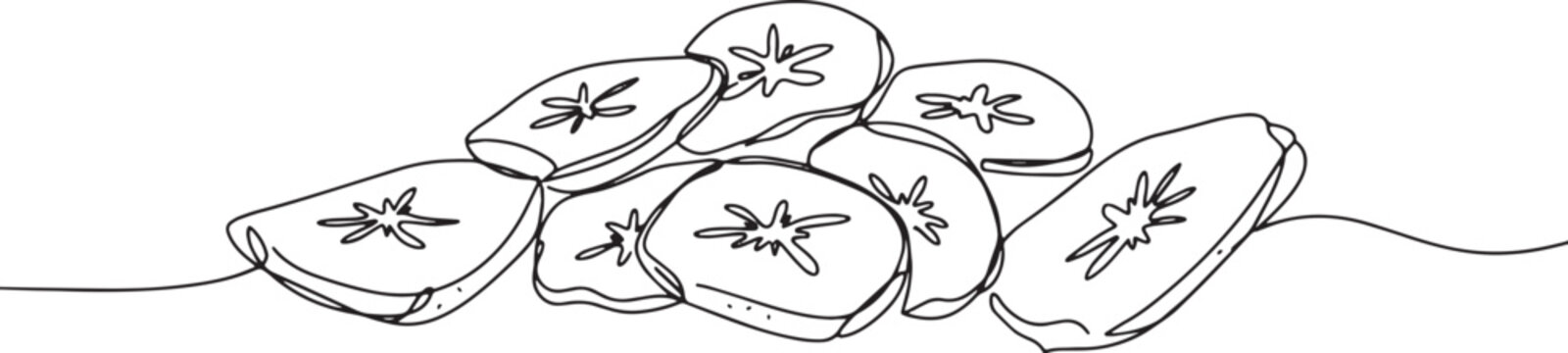 Elegant plantain chips line art illustration showcasing snack fo