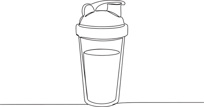 Minimalist outline of a protein shake bottle, perfect for fitnes