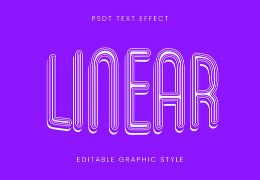 White Linear Contour Text Effect Outline Decorative Font