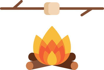 Campfire marshmallow roasting outdoors fun summer evening vector