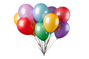 Colorful balloons floating together on a white background create a festive and joyful atmosphere perfect for celebrations and gatherings