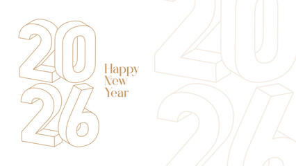 3D 2026 Happy new year letters banner, 2026 Happy new year vector art and illustration. 2026 Happy new year letters banner, Happy new year vector art and illustration. can use for, landing page, templ