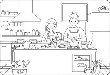 A delightful culinary scene of a couple engaging in shared cooki