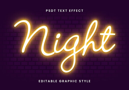 Orange Neon Lights Brick Wall Text Effect Script Tube Glow Font