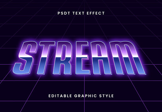 Purple And Blue Neon Vaporwave Text Effect Retro Futuristic Font