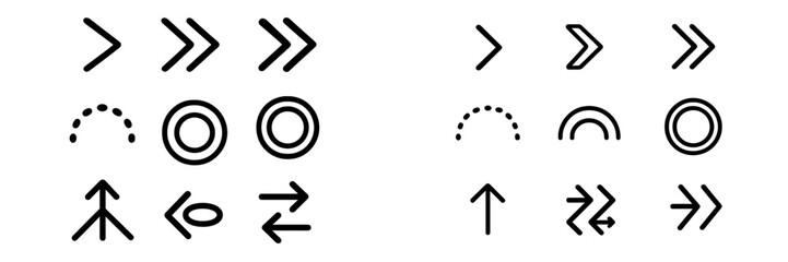 Simple geometric shapes and directional arrows for design and creative projects displayed on a plain background