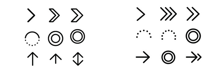 Various geometric shapes and arrows displayed on a plain background for design purposes and visual communication techniques