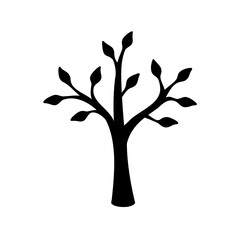 Obraz premium Stylized Silhouette of a Tree with Sparse Foliage and Clean Simplicity