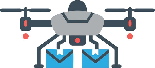Drone delivering packages technology future logistics vector
