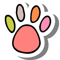 Colorful Paw Print Illustration with Different Hues on a Clean White Background Perfect for Animal Lovers and Pet Branding Designs
