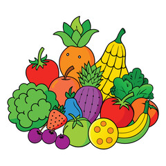 Fruits and vegetables vector