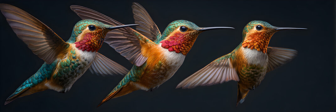 Mesmeric Beauty of Hoverin Hummingbirds Captured in heir Natural Habitat, Showasing Their Graceful Movemnts and Vivid Plumage