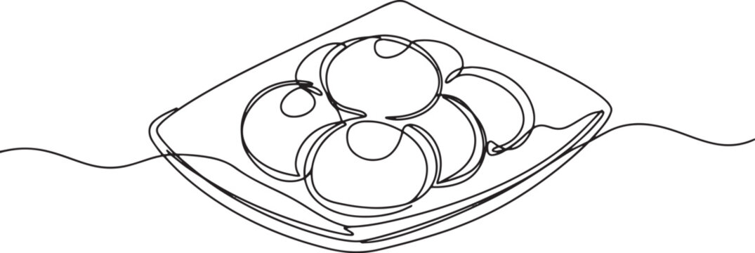 Minimalist Korean Soondae Food Illustration with Continuous Line