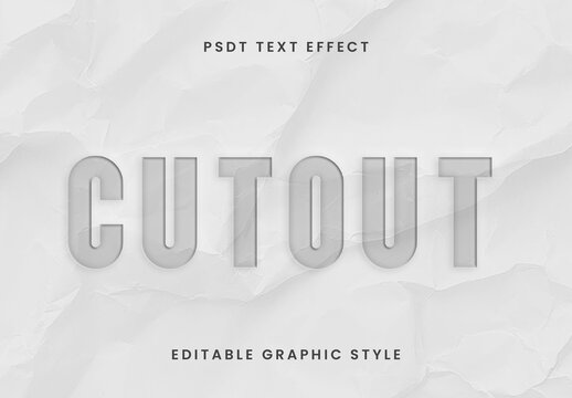 Gray Paper Cutout Text Effect Embossed Bold Font