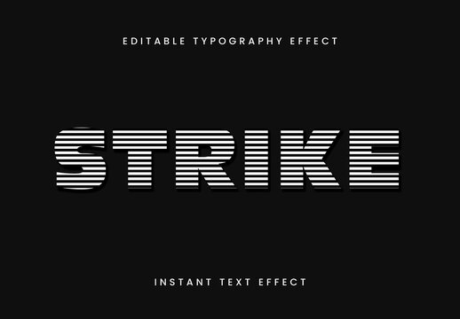 Black Bold White Lines Text Effect Modern Strike Font
