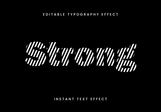 Black Bold White Lines Text Effect Strong Stripe Font