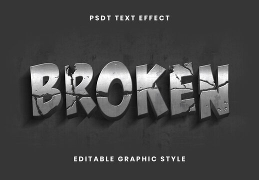 Gray Broken Text Effect Concrete Cracked Destroyed Font