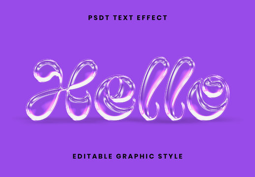 Purple 3D Glass Text Effect Glossy Liquid Bubble Font