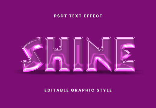 Purple 3D Glass Text Effect Glossy Shiny Bold Font