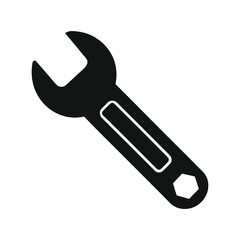 Illustration of a black wrench tool, showcasing its design and functionality, ideal for representing repair, maintenance, and construction themes vector icon