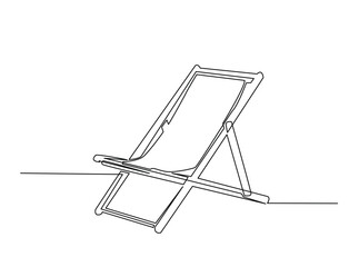 Beach Chair outline draw illustration. Continuous line art drawing of Cozy Beach Chair. Editable stroke.
