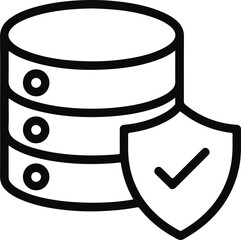 Database security icon with shield and checkmark vector