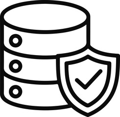 Database security icon with shield and checkmark vector