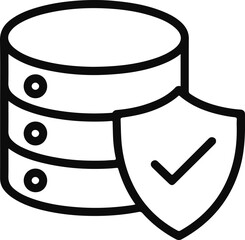 Database security shield icon with checkmark and servers
