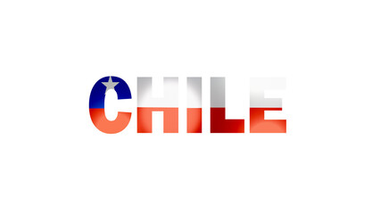 chile Text With Flag Isolated On Transparent PNG Background