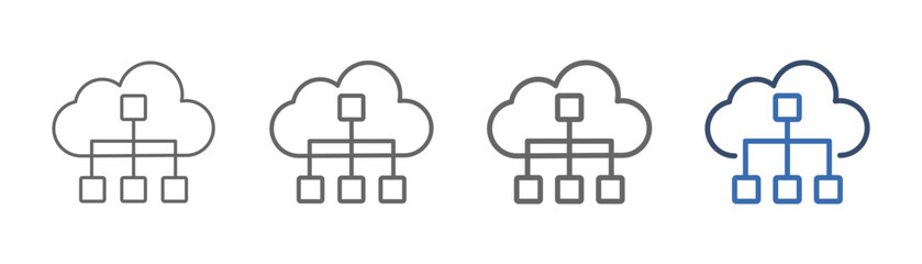 
outline icon sheet network hub with central network design