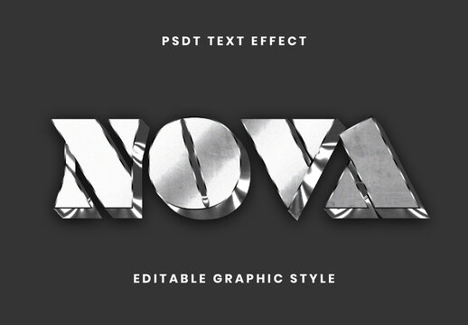 Silver Titanium Text Effect Metal Fragmented Font