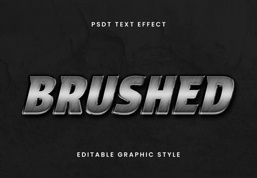 Silver And Black Silver Brushed Metal 3D Text Effect Chrome Metallic Font