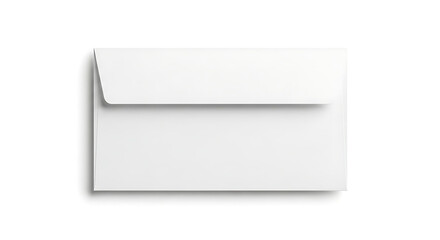 White rectangular envelope with closed flap on white background flat lay design clean simple object
