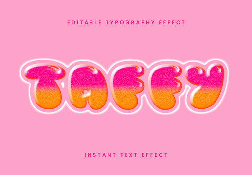 Pink And Orange Pop Style Candy Text Effect Bubble Cute Outline Font